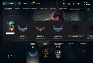 Conta bronze 2 com 95 Champs e 68 Skins + 30 Espolios - League of Legends LOL