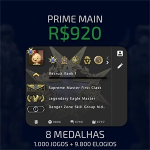 CS:GO PRIME | 8 MEDALHAS | 10k ELOGIOS | 1.000 JOGOS - Counter Strike