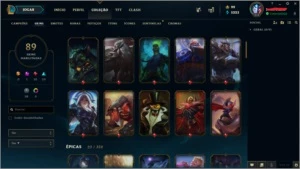 League of Legends 110 champ 89 skins Gold temporada passada LOL