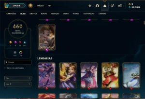 Conta prata 3 com TODOS os champs e 460 Skins + 6 Prestigios - League of Legends LOL