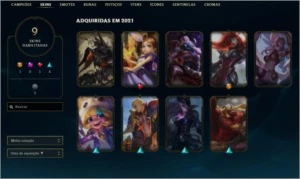 CONTA D4 10 SKINS + - League of Legends LOL