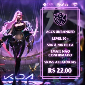 CONTAS UNRANKED LV 30 COM SKINS ALEATÓRIAS + 50K À 70K DE EA - League of Legends LOL