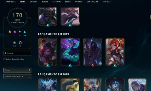 Unranked com TODOS os champs e 170 Skins + 5 Vitoriosas - League of Legends LOL