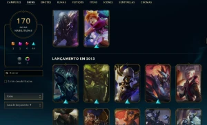 Unranked com TODOS os champs e 170 Skins + 5 Vitoriosas - League of Legends LOL