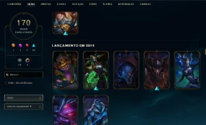 Unranked com TODOS os champs e 170 Skins + 5 Vitoriosas - League of Legends LOL