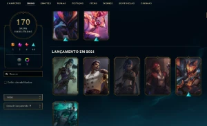 Unranked com TODOS os champs e 170 Skins + 5 Vitoriosas - League of Legends LOL