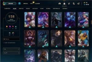 Conta Platina 1 com TODOS os champs e 128 Skins + 700k - League of Legends LOL