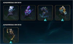 119 skin, gold nas ultimas 3 seasons, 2 prestigios - League of Legends LOL