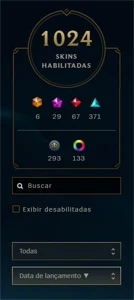 conta league of legends + de 1000 skins LVL 439 LOL