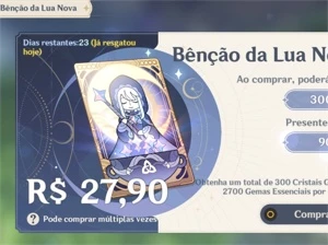 Conta com [Benção da lua] AR 31 Raiden,Ganyu,Diluc e Keqing - Genshin Impact