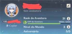 Conta com [Benção da lua] AR 31 Raiden,Ganyu,Diluc e Keqing - Genshin Impact