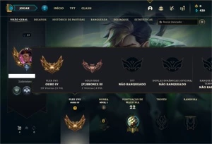 Conta bronze 3 com 30 Champs e 5 Skins + 1 Fragmento - League of Legends LOL