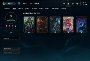 Conta bronze 3 com 30 Champs e 5 Skins + 1 Fragmento - League of Legends LOL