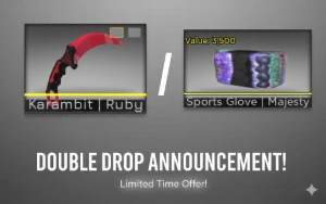 Karambit Ruby + Luva Colorida Counter Blox / Roblox