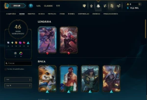 Unranked com 65 Champs e 46 Skins - League of Legends LOL
