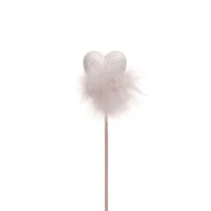 Pick Coração Glitter com Pluma - Pacote com 2 - Artesanato e Personalizados