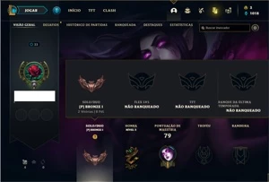 Conta bronze 1 com 4 Skins e 25 Champs - League of Legends LOL