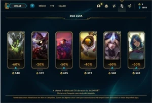Conta bronze 1 com 4 Skins e 25 Champs - League of Legends LOL