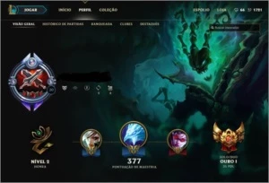 League of Legends conta - Platina 5 e 460 Skins LOL