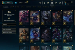 Ouro 2 com 30 Champs e 8 Skins + 50 Essencias Miticas - League of Legends LOL