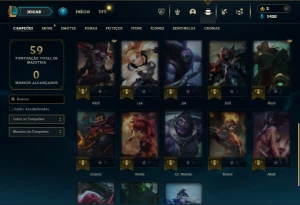 Ouro 2 com 30 Champs e 8 Skins + 50 Essencias Miticas - League of Legends LOL