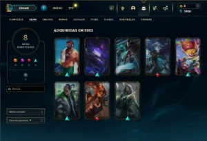 Ouro 2 com 30 Champs e 8 Skins + 50 Essencias Miticas - League of Legends LOL