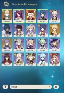 Klee, Keqing, Jeen + 1 item 5 estrelas + Pet - Genshin Impact