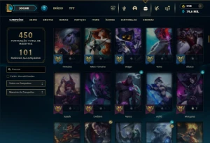 Platina 3 com TODOS os champs e 225 Skins ( ADC / MID ) - League of Legends LOL