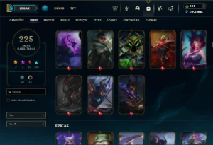 Platina 3 com TODOS os champs e 225 Skins ( ADC / MID ) - League of Legends LOL