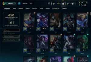 Platina 3 com TODOS os champs e 225 Skins ( ADC / MID ) - League of Legends LOL