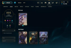 Platina 3 com TODOS os champs e 225 Skins ( ADC / MID ) - League of Legends LOL
