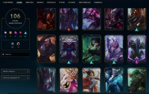 2798 Rp - 107 Skins - 70 Essencias Miticas - Fa Lol - League of Legends