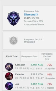 Conta diamante 3 mmr mestre - League of Legends LOL