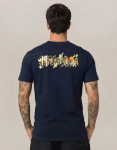 Camiseta Azul Marinho Floral - Artesanato e Personalizados