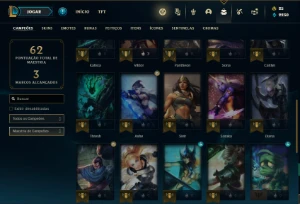 Conta Platina 4 com 33 Champs e 12 Skins + 2 Fragmentos - League of Legends LOL