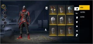 CONTA FREE FIRE COM PACOTE SOMBRA ROXA E PACOTE MUNDIAL.