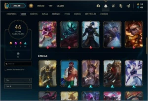 Conta prata 1 com 46 skins e 89 champs - League of Legends LOL