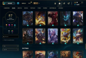 Prata 4 com 85 Champs e 87 Skins ( SUP / JG / MID ) - League of Legends LOL