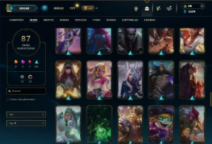 Prata 4 com 85 Champs e 87 Skins ( SUP / JG / MID ) - League of Legends LOL