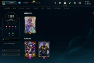 Conta diamante 4 75% WR  nivel 641 com 189 skins, 311 icones - League of Legends LOL