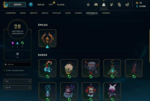 Conta diamante 4 75% WR  nivel 641 com 189 skins, 311 icones - League of Legends LOL