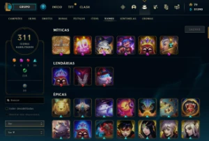 Conta diamante 4 75% WR  nivel 641 com 189 skins, 311 icones - League of Legends LOL