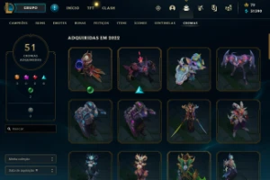 Conta diamante 4 75% WR  nivel 641 com 189 skins, 311 icones - League of Legends LOL
