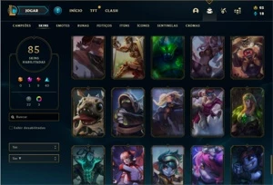 Conta Diamante 1 com 83 Champs e 85 Skins ( EX MESTRE ) - League of Legends LOL