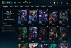 Conta Diamante 1 com 83 Champs e 85 Skins ( EX MESTRE ) - League of Legends LOL