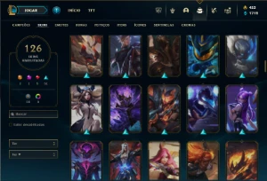 Unranked com 150 Champs e 126 Skins + 10 espolios - League of Legends LOL