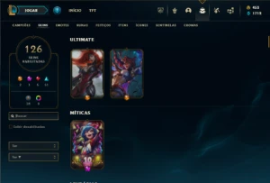 Unranked com 150 Champs e 126 Skins + 10 espolios - League of Legends LOL