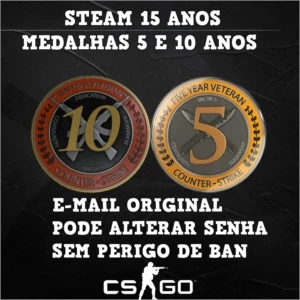 CONTA CSGO MEDALHAS DE 5 E 10 ANOS - Counter Strike