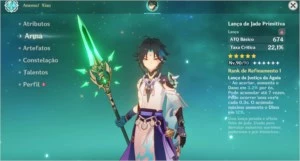 Xiao C1 + Lança de Jade + 8 personagens 5* - Genshin Impact