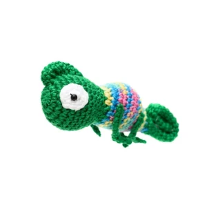 Camaleão verde escuro em Amigurumi - Artesanato e Personalizados